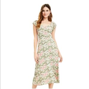 Ann Taylor Loft Ditsy Floral Button-Up‎ Midi Dress Size 12